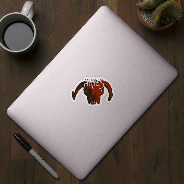 Red Ram Skull for Aries Astrological Zodiac Sign by RyanJGillDesigns